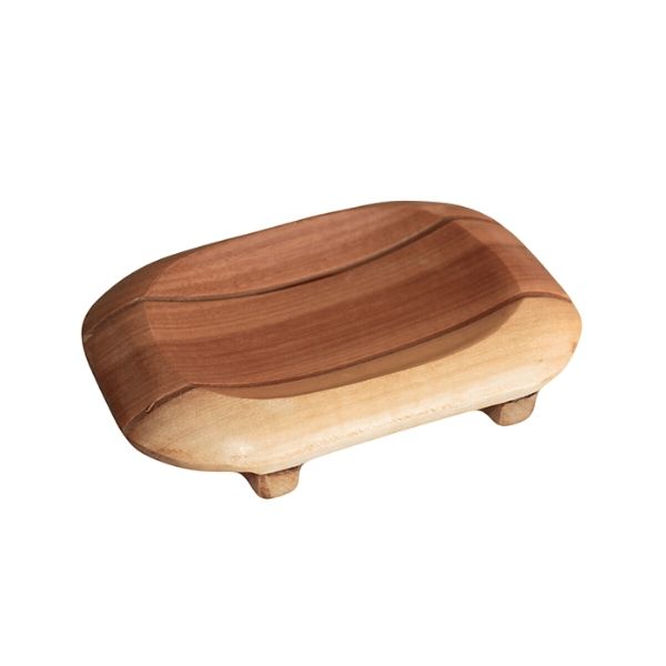 Mahogany Wood Soap Dish - Oval in Rectangle